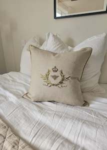 HAND EMBROIDERED - Bee Cushion | NATURAL