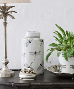 Linen - household: Dragonfly Oval Storage Jar