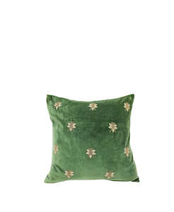 Embroidered Bee Cushion | Green