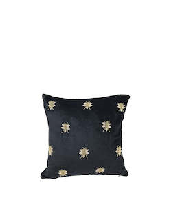 Embroidered Bee Cushion | Black