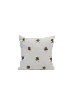 Embroidered Bee Cushion | Ivory