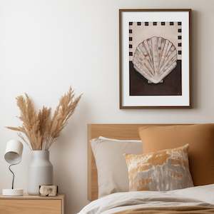 Coco Clam' Blush and Chocolate Modern Sea Shell Fine Art Print