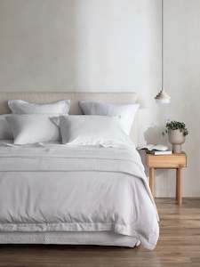 Egyptian Cotton Grosgrain Duvet Set | White