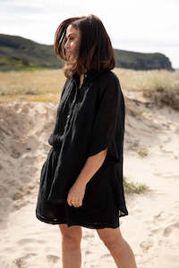 Linen - household: Gauze Linen Shirt | Black