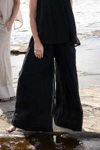 Gauze Linen Pants | Black