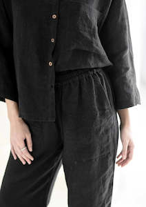 Linen - household: Loungewear Linen Shirt | Black