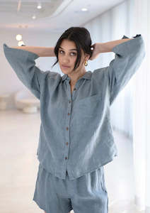 Loungewear Linen Shirt | Blue