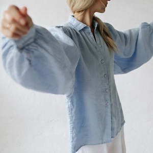 Linen boho shirt | Pale Blue