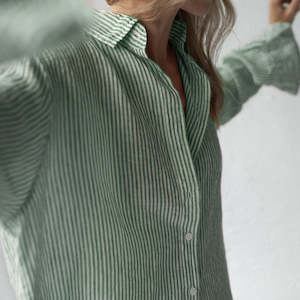 Linen - household: Linen Shirt | Green Stripes