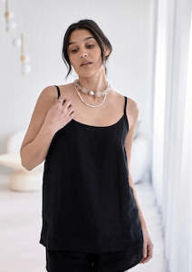 Loungewear Linen Cami | Black