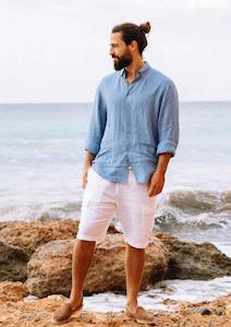 Mens Linen Shirt | Ocean Blue