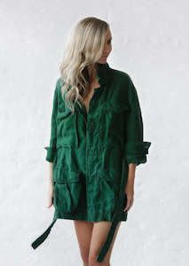 Linen - household: Linen Utility Jacket | Green