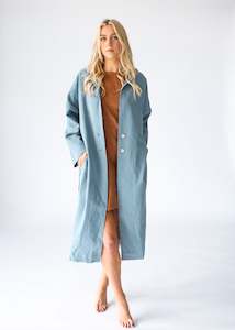 Heavy Linen Coat | Sky Blue