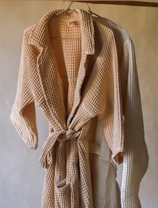 Linen - household: Linen Waffle Towel Bath Robe  | Latte