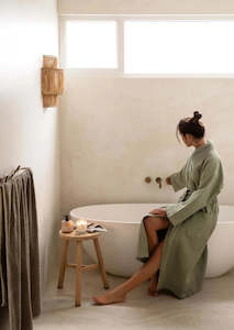 Linen - household: Spa Waffle Bathrobe | Sage