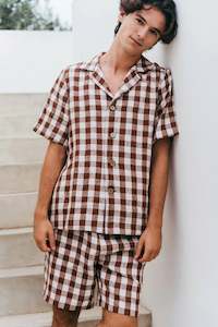 Linen - household: Lennox Linen Set | Mocha Gingham