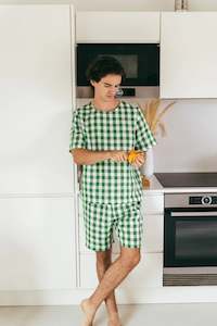 Billy Linen Set | Green Gingham