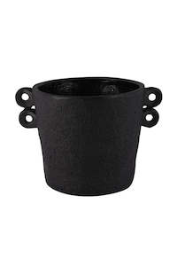 Double Handle Cement Planter | Black