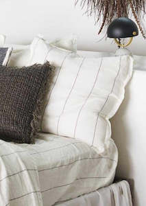 Linen - household: French Linen Euro's | Charcoal Stripe