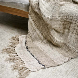 Hand Woven Linen Throw | Natural