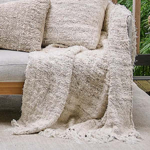 Linen - household: Hand Woven Linen Wabi Throw | Ivory