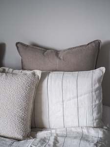 French Linen Pillowcases | Charcoal Stripe