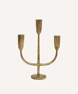 Linen - household: 3 Stand Gold Candle Holder