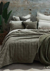 Linen Bedspread |  Olive