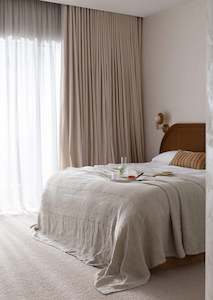 Linen - household: Textured Linen Bedcover | Natural