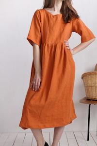 Bridi Linen Dress | Saffron