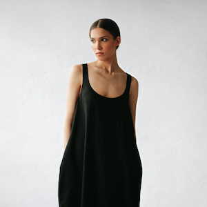 Linen - household: Oya Linen Dress | Black