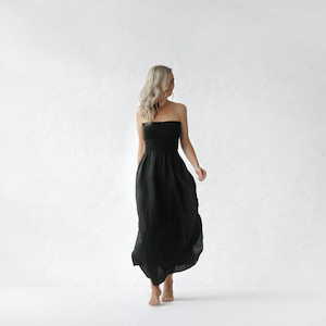 Linen - household: Eva Linen Dress | Black