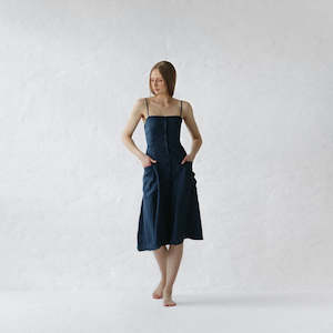 Naito Linen Dress | Navy