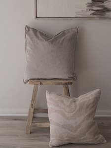 Velvet Cushion with Linen Border | Sage