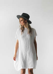 Linen - household: Short Linen Dress | White