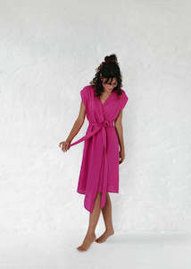 Wrap around Linen Dress | Pink