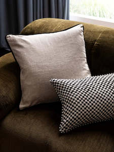 Linen - household: Linen Cushion with Black Velvet Piping