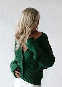 Linen - household: Knit Cardigan | Green