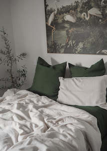 Linen Flat Top Sheet  | Forest Green | Made in New Zealand