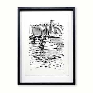 Boats - Okahu Bay B/W | Print | by Michael Smither