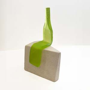 Observer Single Medium (R Lime Green on Oamaru Stone) | Sculpture | by Karin Barr