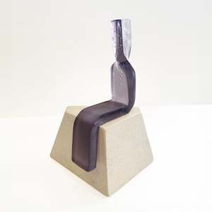 Observer Single Medium (R Purple on Oamaru Stone) | Sculpture | by Karin Barr