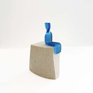 Observer Single Mini (Blue on Oamaru Stone) | Sculpture | by Karin Barr