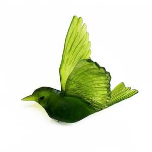 Stitchbird, Olive  |  Cast Glass  |  by Luke Jacomb Studio