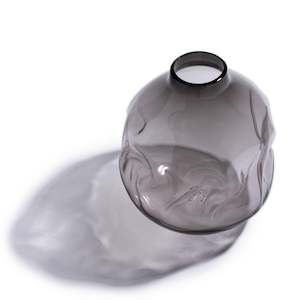 Deflated Vase, Grey (medium)  |  Glass  |  by Luke Jacomb Studio