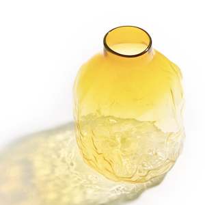 Crushed Vase, Gold Topaz (large)  |  Glass  |  by Luke Jacomb Studio