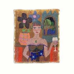 Woman with a Glass of Wine  |  Textile  | by Helena Skerlj-Rovers