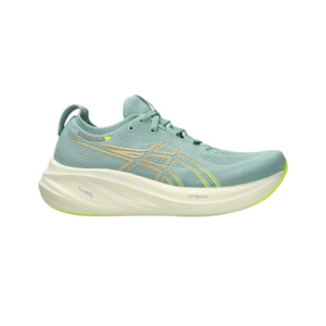 Womens Neutral Road Running Shoes: Asics Gel-Nimbus 26 (D Wide) Womens Light Celadon/Safety Yellow