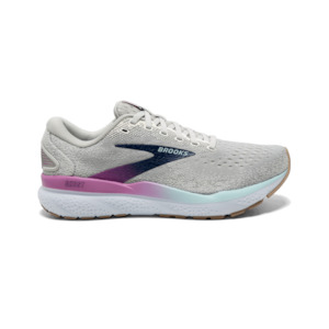 Womens Neutral Road Running Shoes: Brooks Ghost 16 (D Wide) Womens White/Grey/Estate Blue