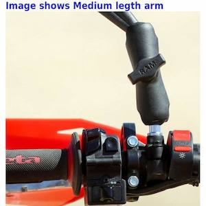 Motorcycle: RAM Motorcycle Mirror Post 1" Ball Base with Long Arm - M10 X 1.5" Thread